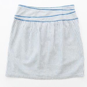 Anthropologie Striped Linen Skirt 14 Blue